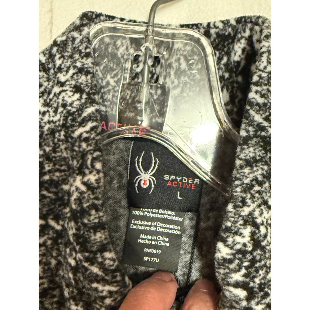 Spyder Active Black White Marled Fleece Quarter Zip Pullover Women's L Ski Layer - Picture 3 of 7